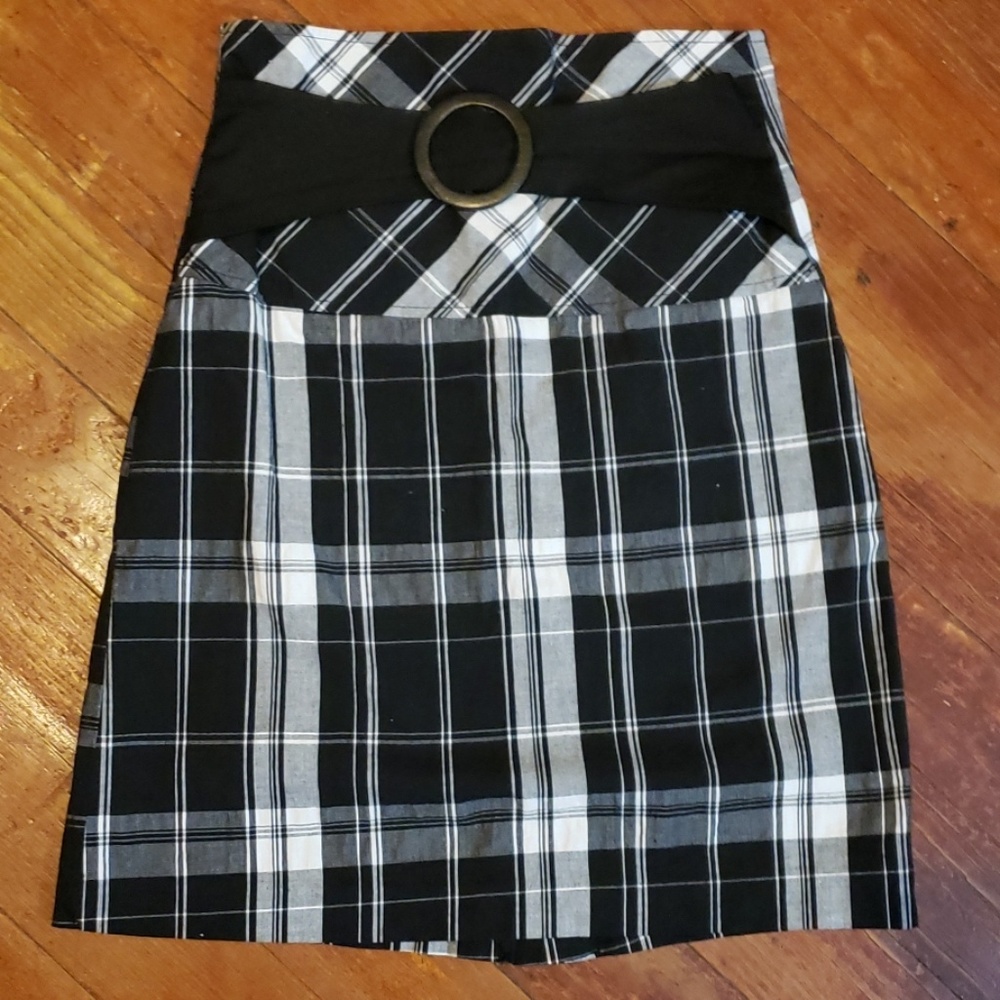 Black and white checkered skirt